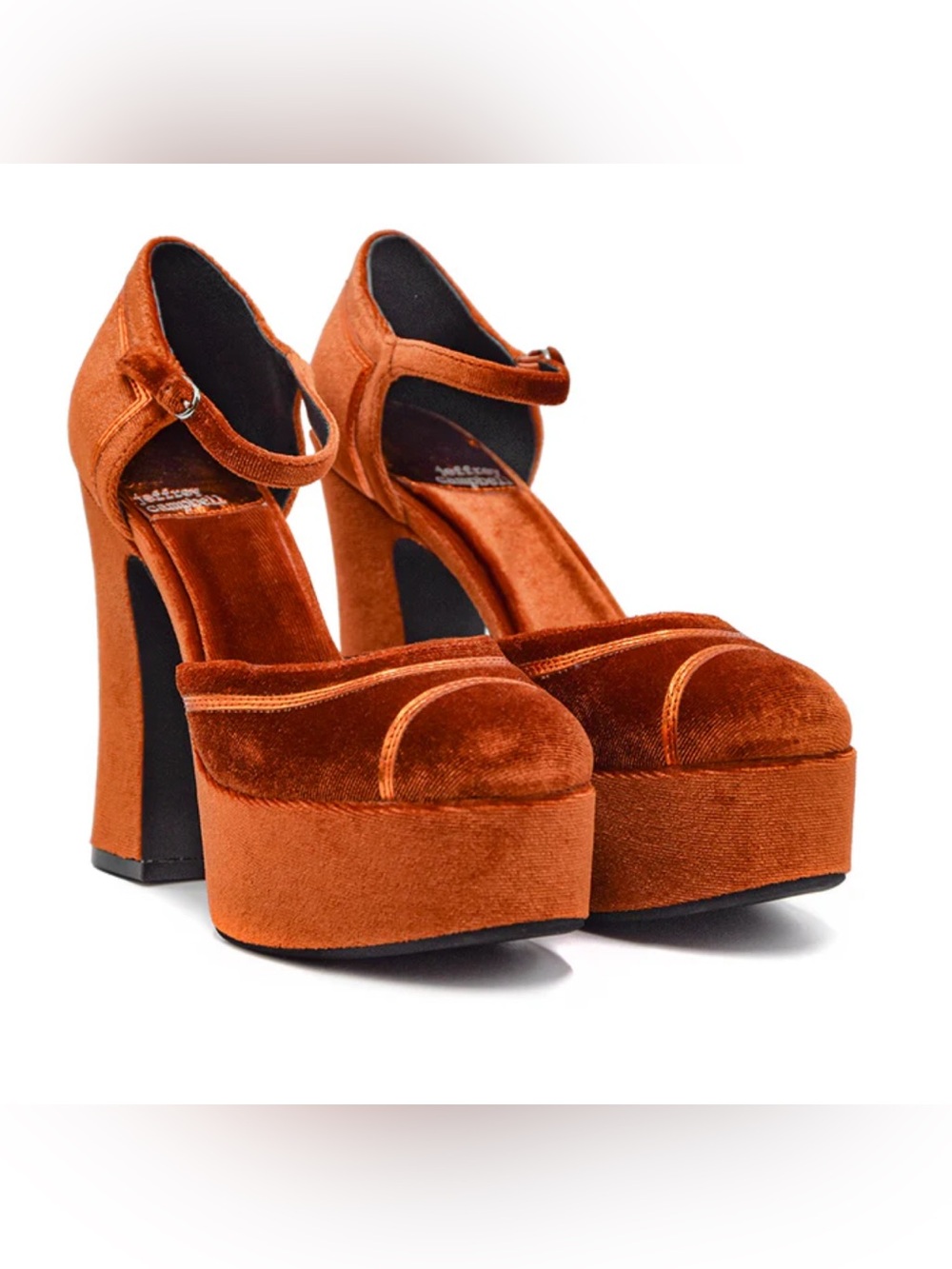 Jeffrey Campbell “Low Down” Platform Pump Velvet Orange 9.5